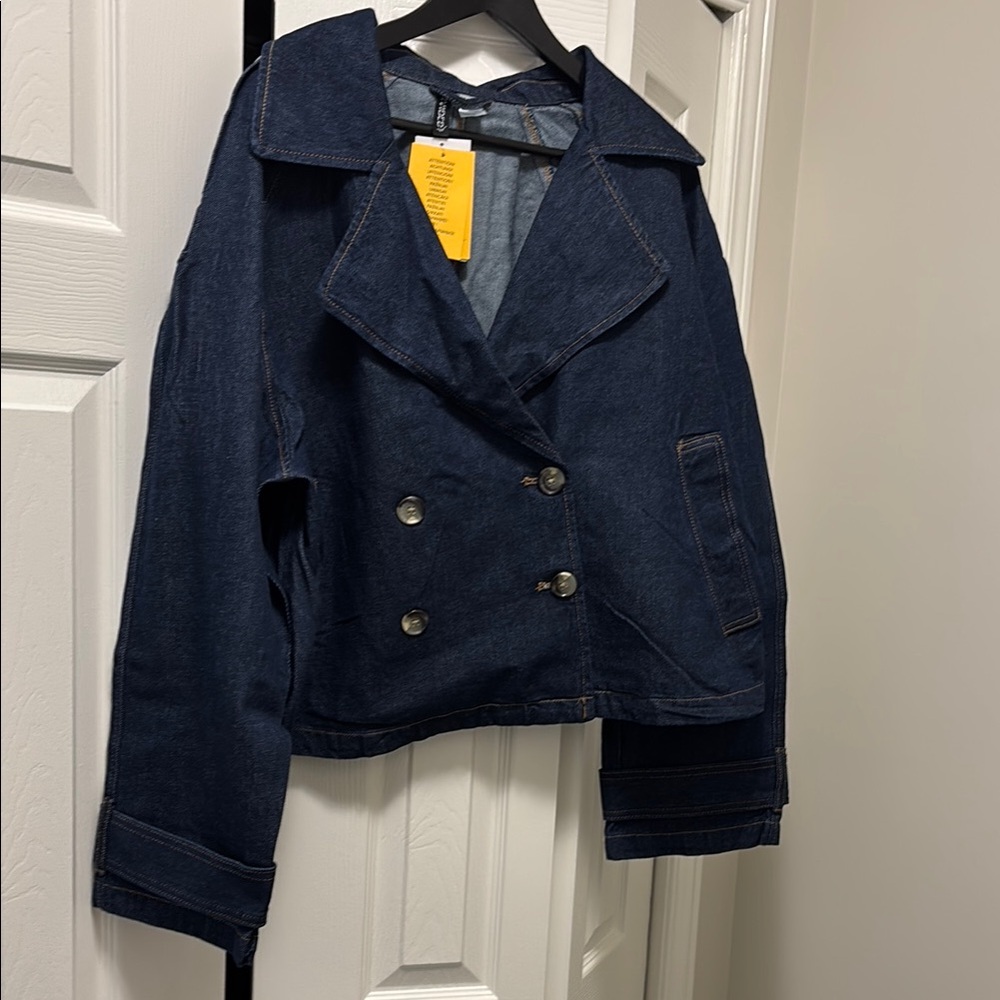 NWT H&M Double Breasted Jean Jacket - Picture 1 of 8